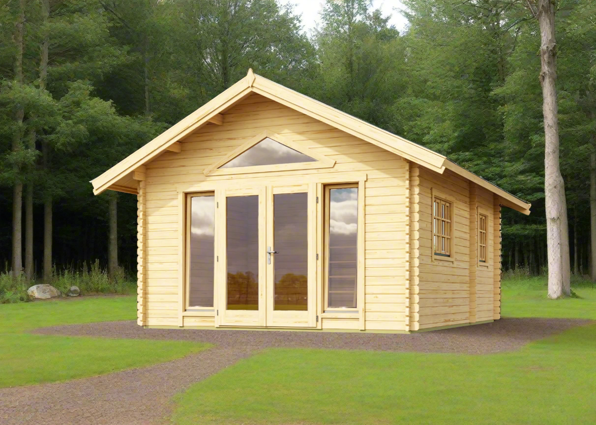 Drake Log cabin office home gym