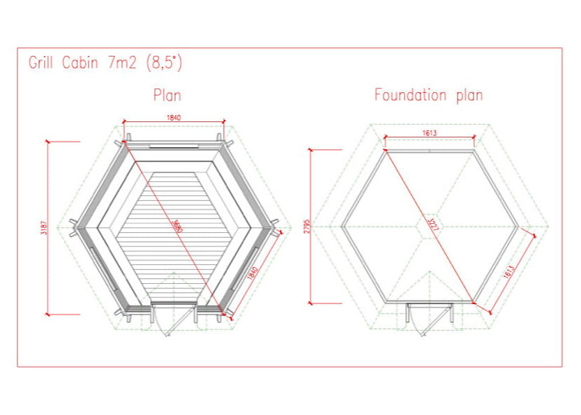 kota bbq log cabin hut dimensions